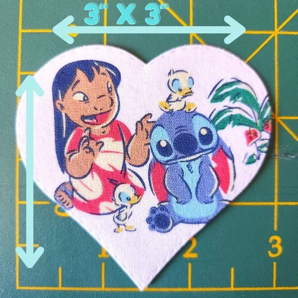 Lilo and Stitch Iron On Heart Patch Fabric Motif Applique - Picture 2 of 2